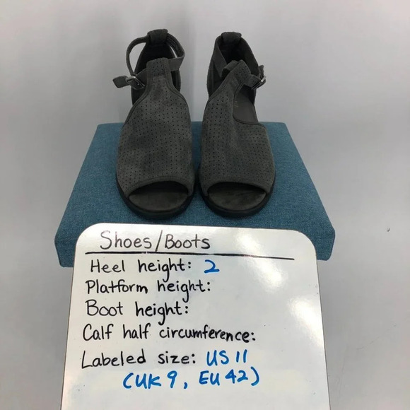 Koolaburra By UGG Grey Ashlyn Perforated Suede Heeled Sandals Amphora size 11 - Picture 15 of 16